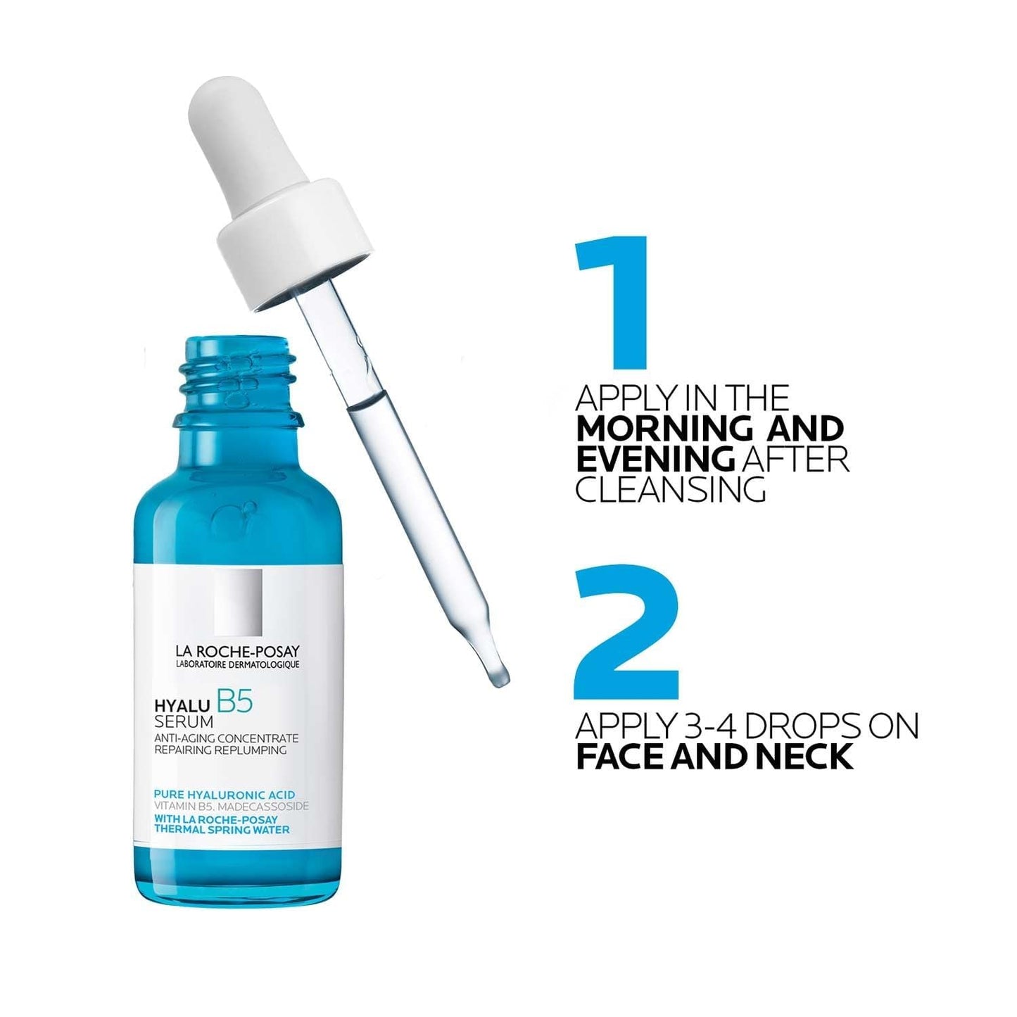 Dluxe Ave. La Roche-Posay Hyalu B5 Pure Hyaluronic Acid Serum for Face with Vitamin B5 Anti-Aging Serum for Fine Lines and Wrinkles Plumps and Repairs Dry Skin Safe on Sensitive Skin