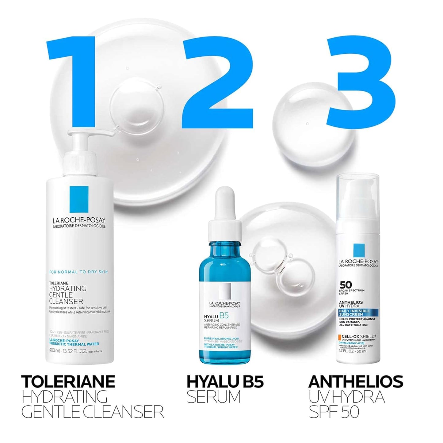Dluxe Ave. La Roche-Posay Hyalu B5 Pure Hyaluronic Acid Serum for Face with Vitamin B5 Anti-Aging Serum for Fine Lines and Wrinkles Plumps and Repairs Dry Skin Safe on Sensitive Skin