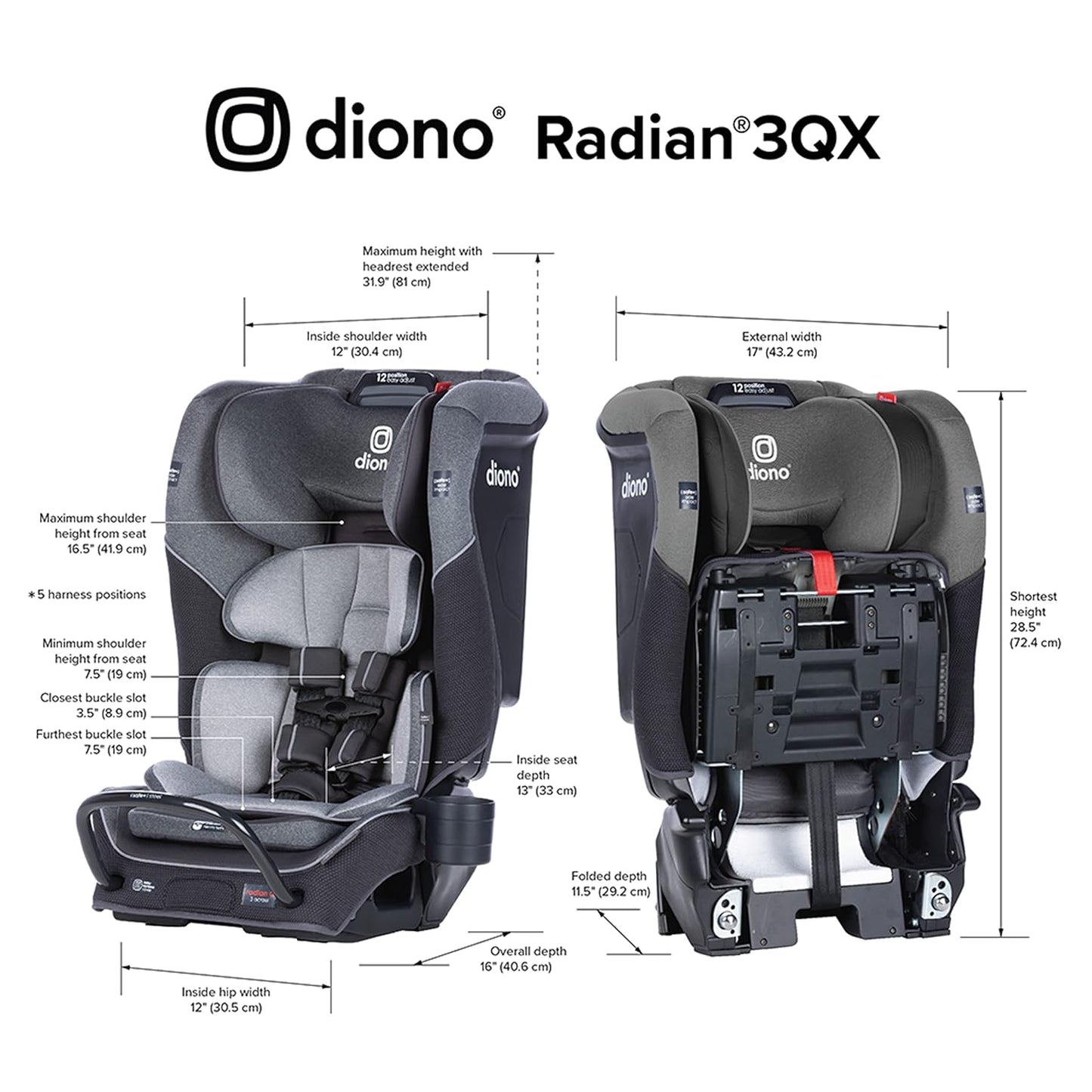 Dluxe Ave. 4-in-1 Rear & Forward Facing Convertible Car Seat Safe/ Gray Slate