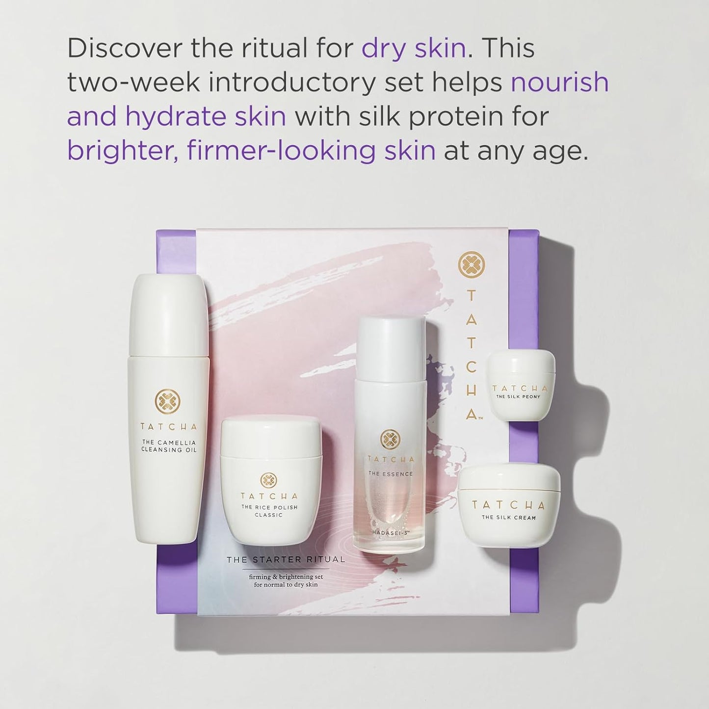 Dluxe Ave. Tatcha The Starter Ritual Set - Nourishing for Combo to Dry Skin | 2 Week Introductory Set | $92 Value