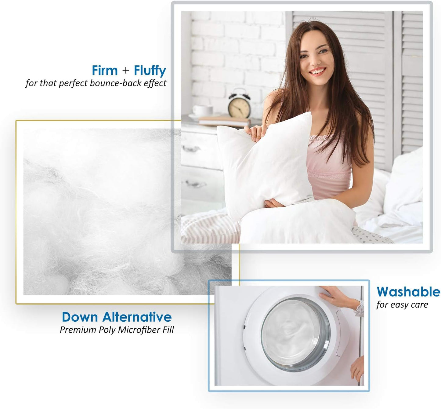 Dluxe Ave. 24x24 Pillow Inserts/ Decorative for Bed/ White