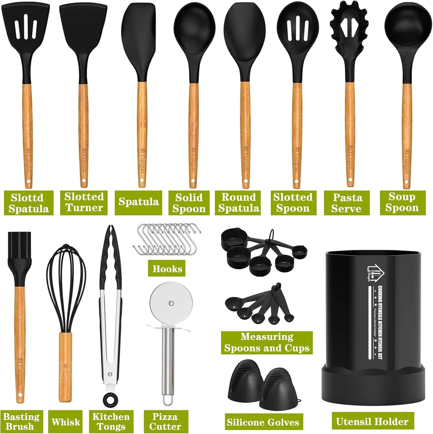 Dluxe Ave. Silicone Kitchen Cooking Utensil Set  35 Pcs