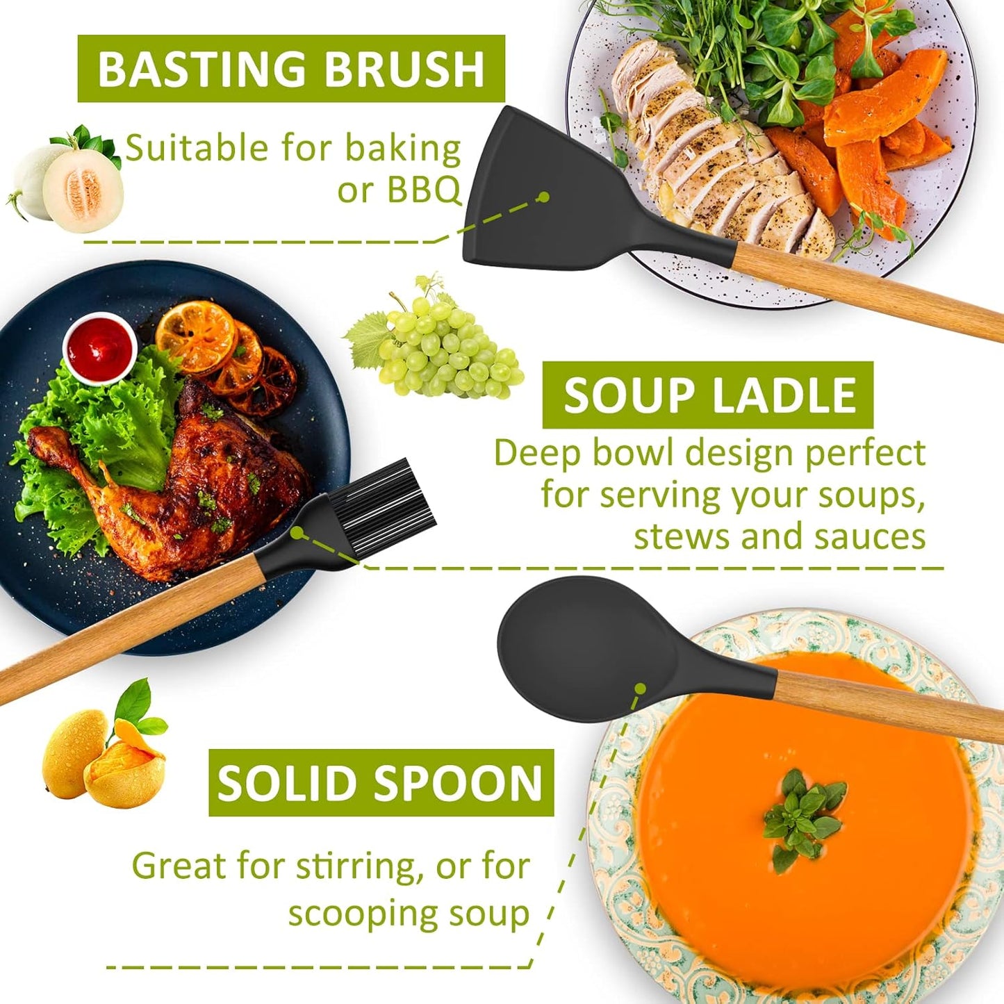 Dluxe Ave. Silicone Kitchen Cooking Utensil Set  35 Pcs