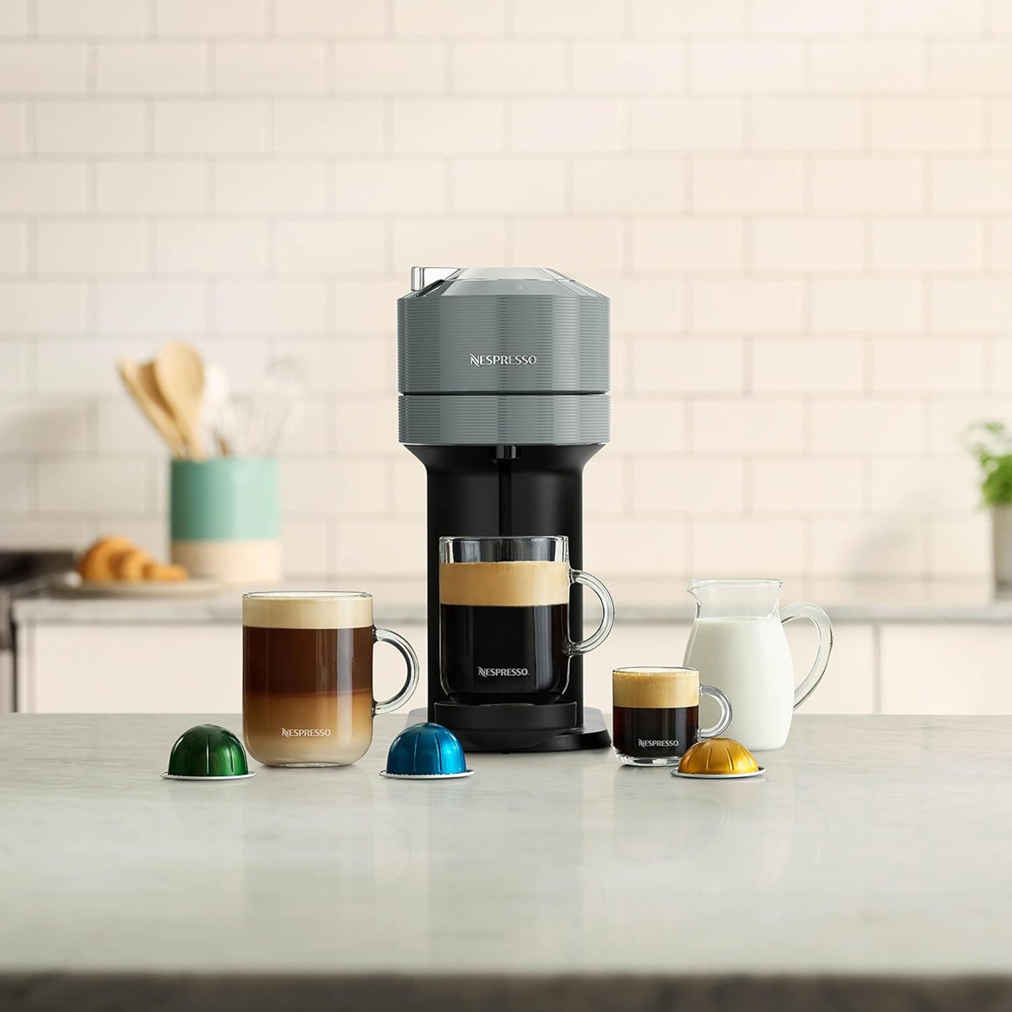 Dluxe Ave. Coffee and Espresso Maker with Milk Frother/ Light Grey