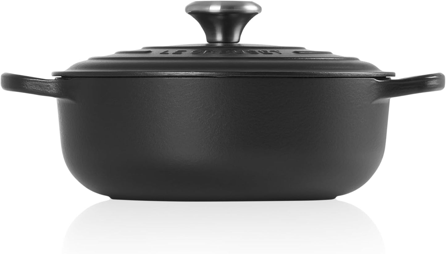 Dluxe Ave. ( Limited Edition) Enameled Cast Iron Signature Sauteuse Oven 3.5 qt. Licorice