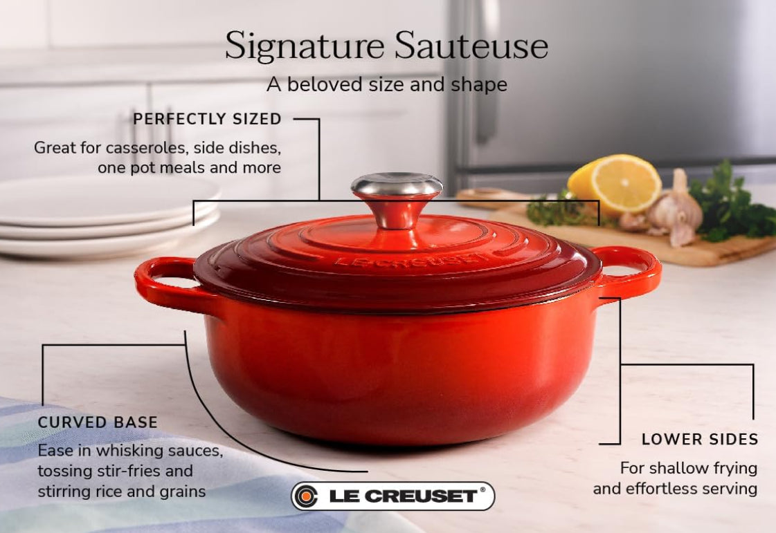 Dluxe Ave. ( Limited Edition) Enameled Cast Iron Signature Sauteuse Oven 3.5 qt. Licorice