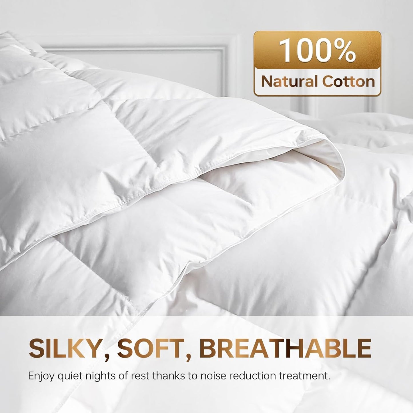 Dluxe Ave. ( CALI./ KING ) Goose Down Comforter Oversized/ 100% Cotton Shell Quilt Ideal for Ideal for Summer & Winter750/ Fill Power 80oz Fill Weight/  White