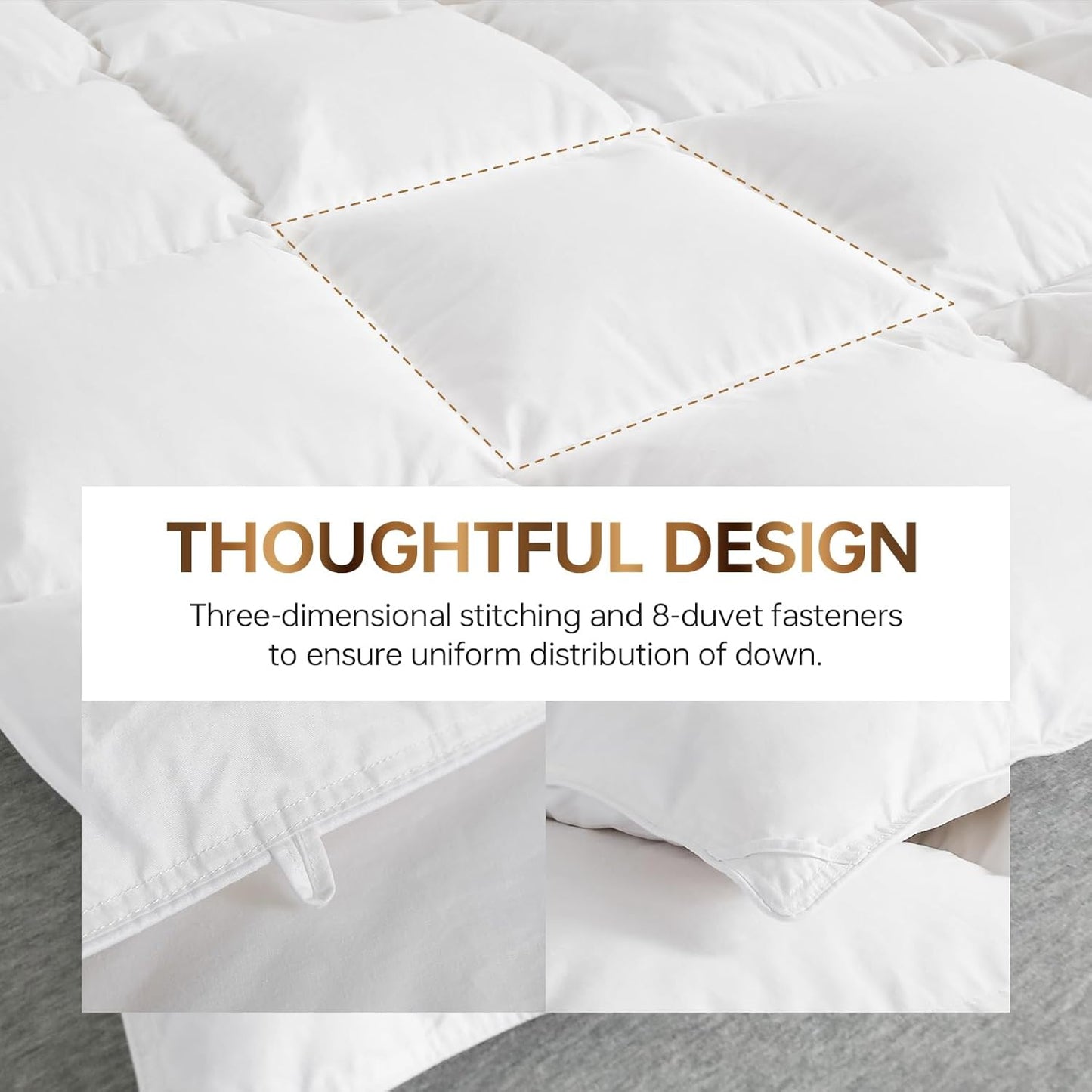 Dluxe Ave. ( CALI./ KING ) Goose Down Comforter Oversized/ 100% Cotton Shell Quilt Ideal for Ideal for Summer & Winter750/ Fill Power 80oz Fill Weight/  White