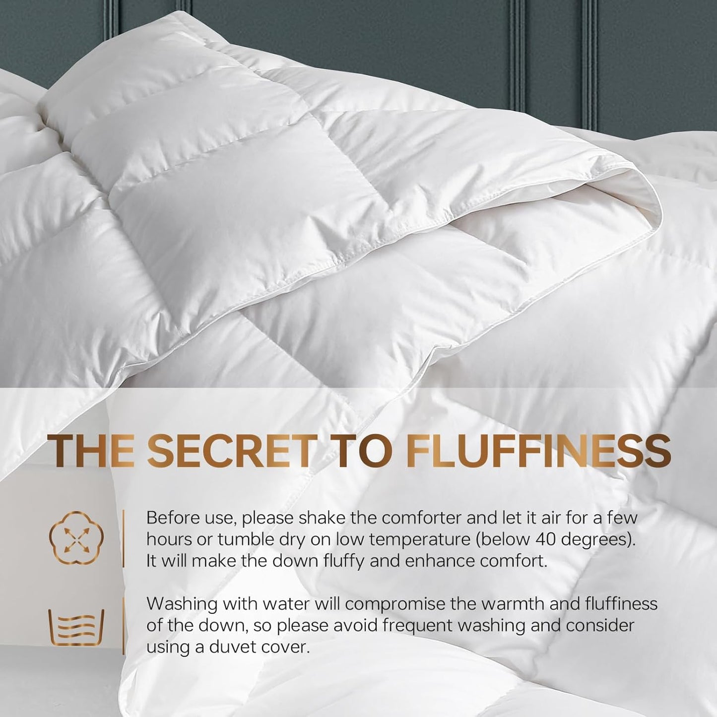 Dluxe Ave. ( CALI./ KING ) Goose Down Comforter Oversized/ 100% Cotton Shell Quilt Ideal for Ideal for Summer & Winter750/ Fill Power 80oz Fill Weight/  White