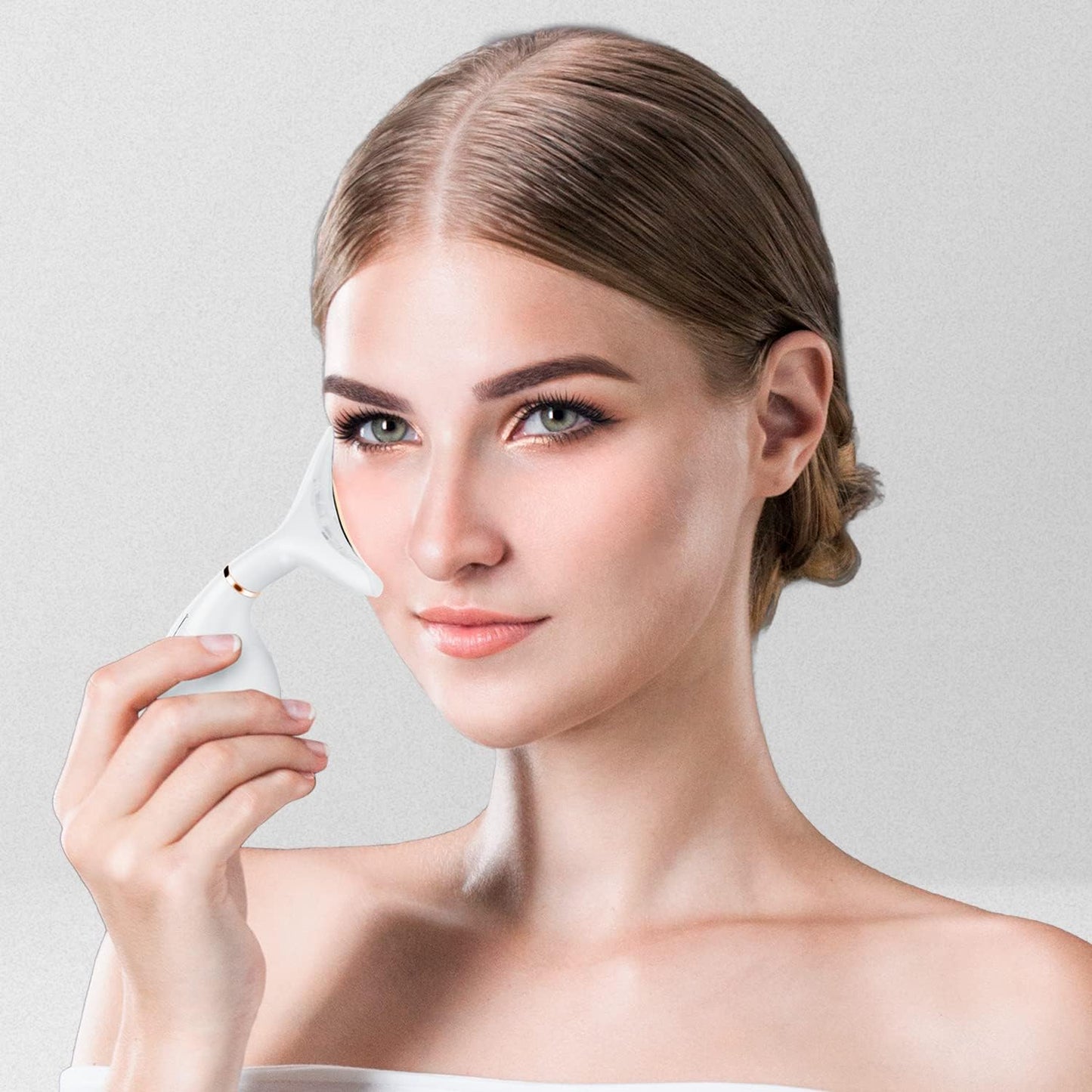 Dluxe Ave. Ms.W 3-in-1 Beauty Massager for Face and Neck Vibrating Facial Massager with Heat Vibration and Led. Electric Face Massager for Skin Improve Smooth Firm