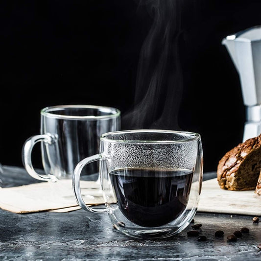 Dluxe Ave. (OUT OF STOCK) Glass Espresso cups Set of 2 5oz Double Wall/ Thermo Insulated Glass