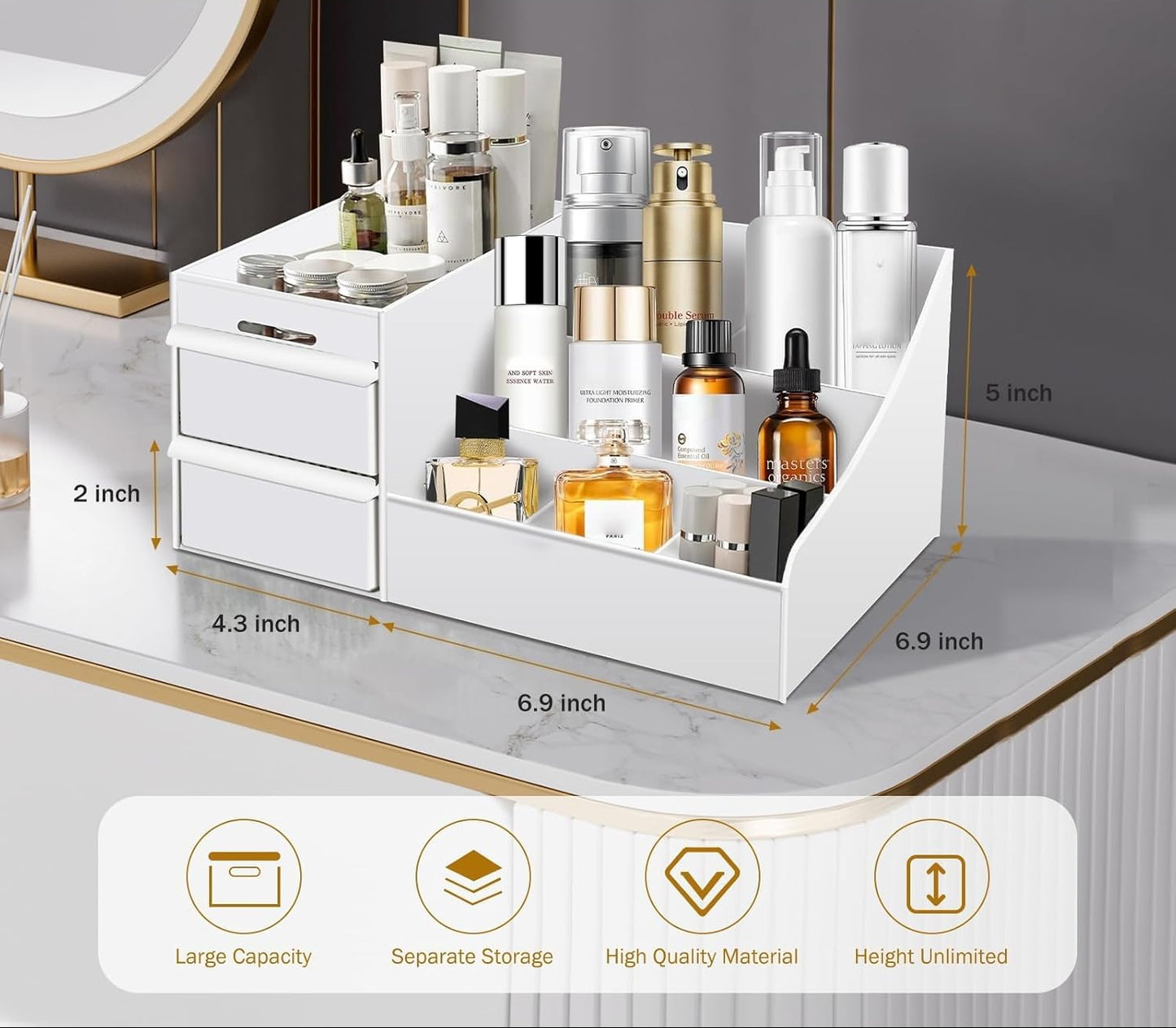 Dluxe Ave. Large Multi-Functional Vanity and Countertop Storage