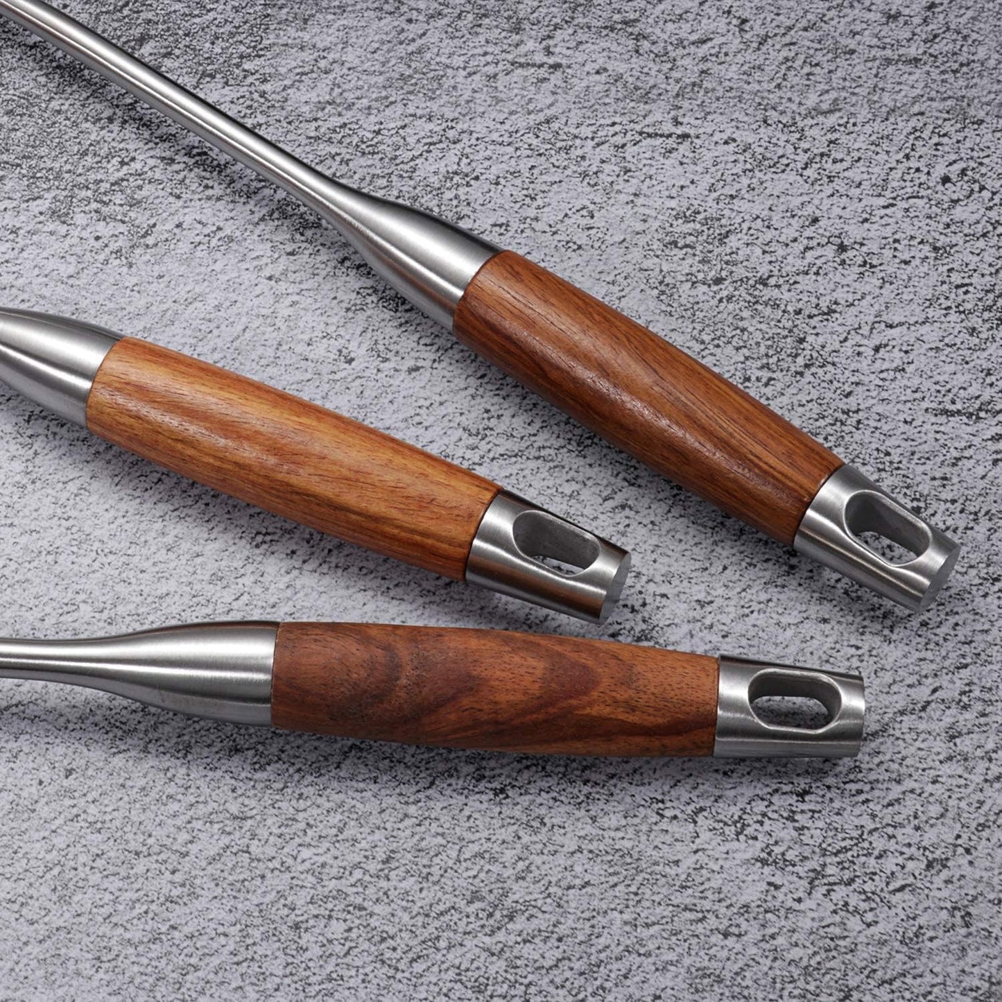 Dluxe Ave.  5 Piece Set Wooden Utensils / Stainless Steel