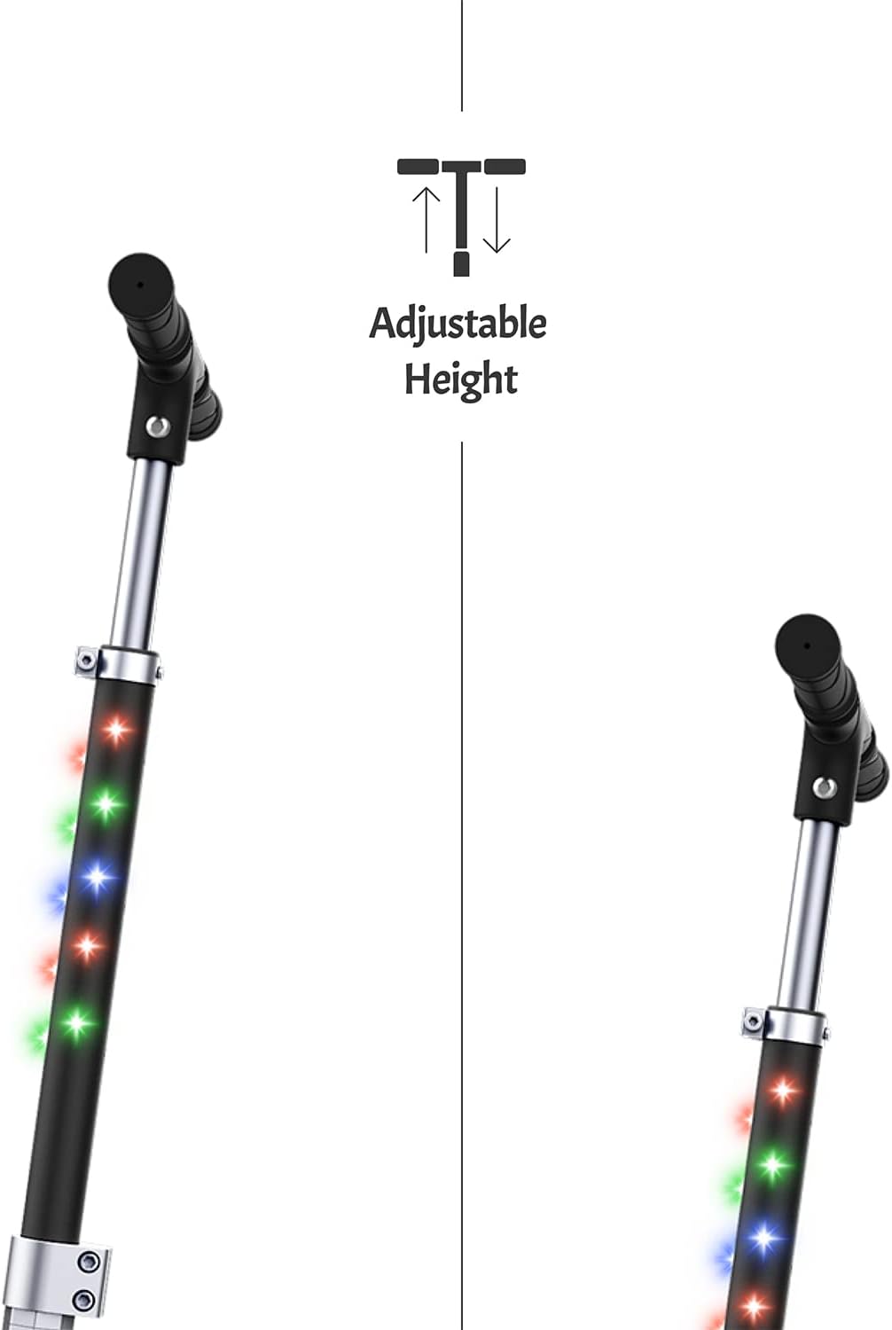 Dluxe Ave. Jetson Scooters - Jupiter Jumbo Kick Scooter (Black) - Collapsible Portable Kids Push Scooter - Lightweight Folding Design with Big Wheels and High Visibility RGB Light Up LEDs on Stem and Deck