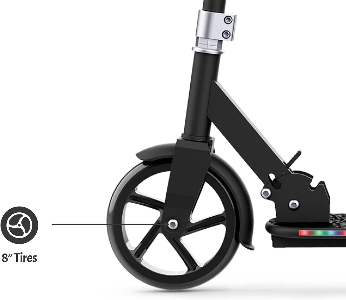 Dluxe Ave. Jetson Scooters - Jupiter Jumbo Kick Scooter (Black) - Collapsible Portable Kids Push Scooter - Lightweight Folding Design with Big Wheels and High Visibility RGB Light Up LEDs on Stem and Deck