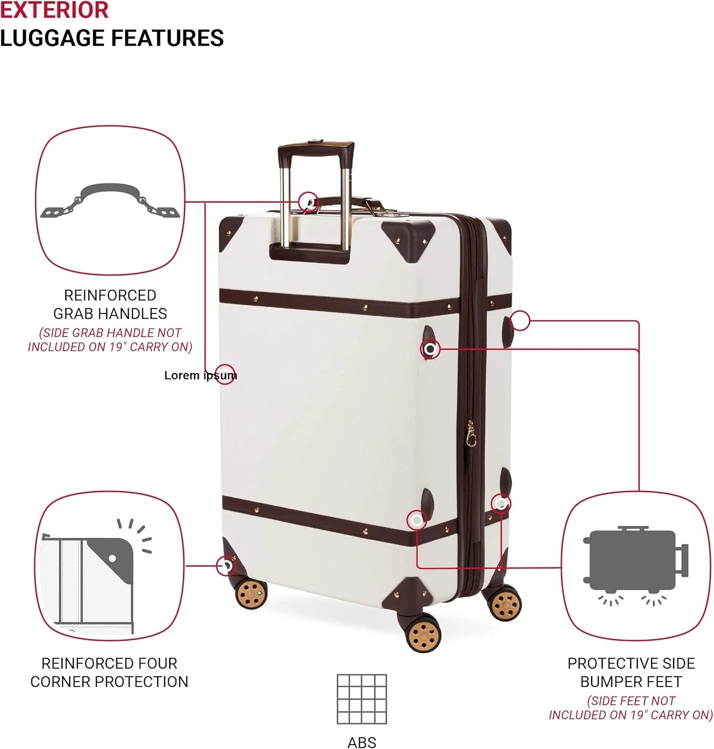 Dluxe Ave. Hardside Luggage Trunk with Spinner Wheels/ (White) 2-Piece Set (19/26)