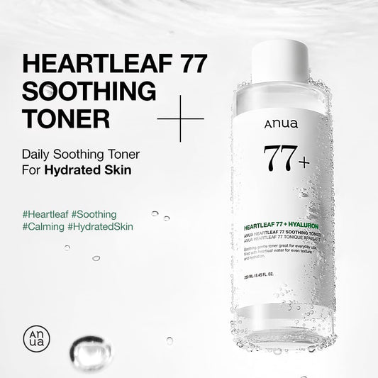 Dluxe Ave. Anua Heartleaf 77 Soothing Toner I pH 5.5 Trouble Care Calming Skin Refreshing Hydrating Purifying Cruelty Free Vegan(250ml / 8.45 fl.oz.)