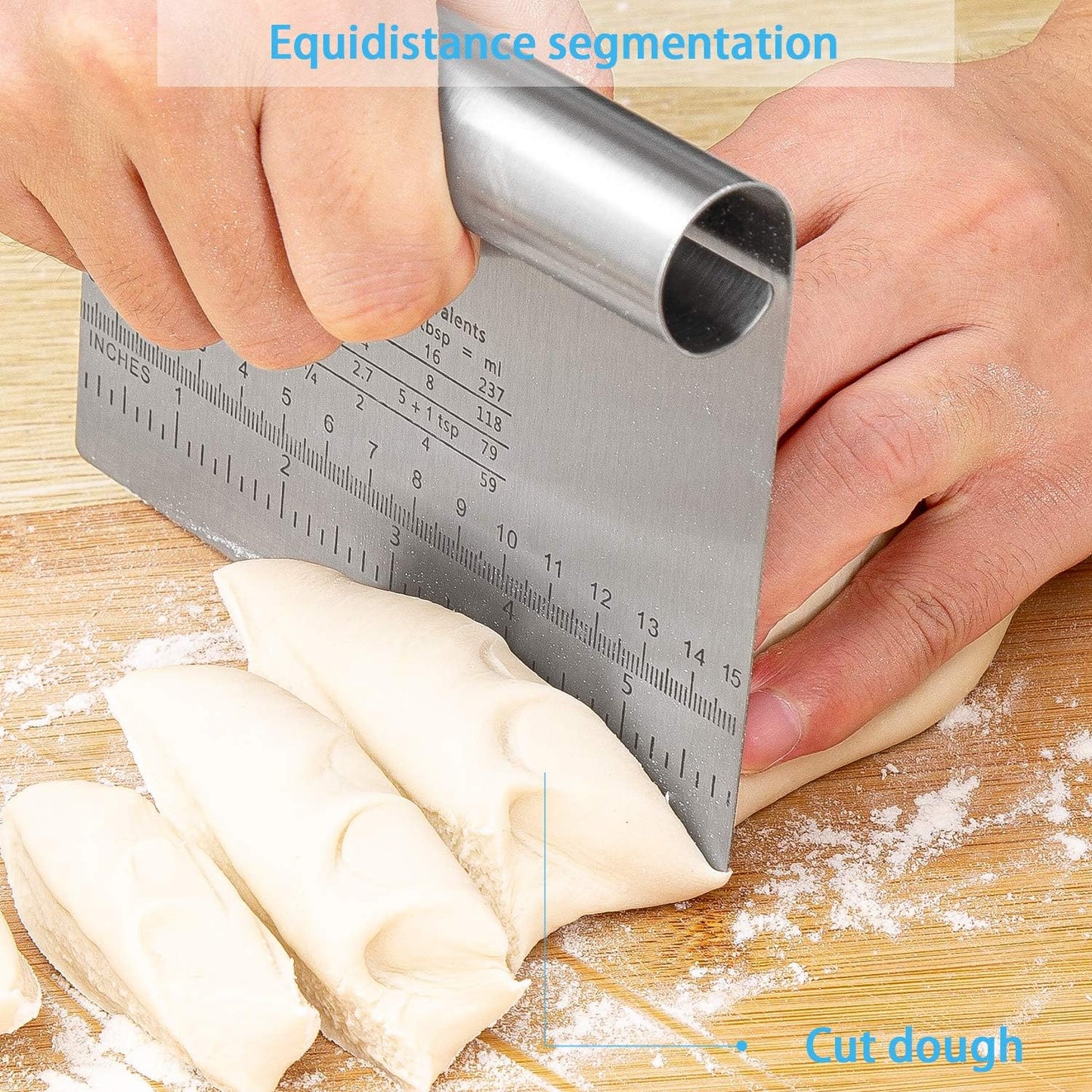Dluxe Ave. Pro Dough Pastry Scraper/Cutter/Chopper Stainless Steel Mirror Polished with Measuring Scale  Knife 2PCS
