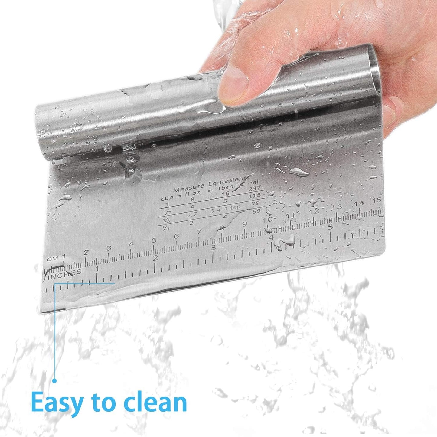 Dluxe Ave. Pro Dough Pastry Scraper/Cutter/Chopper Stainless Steel Mirror Polished with Measuring Scale  Knife 2PCS