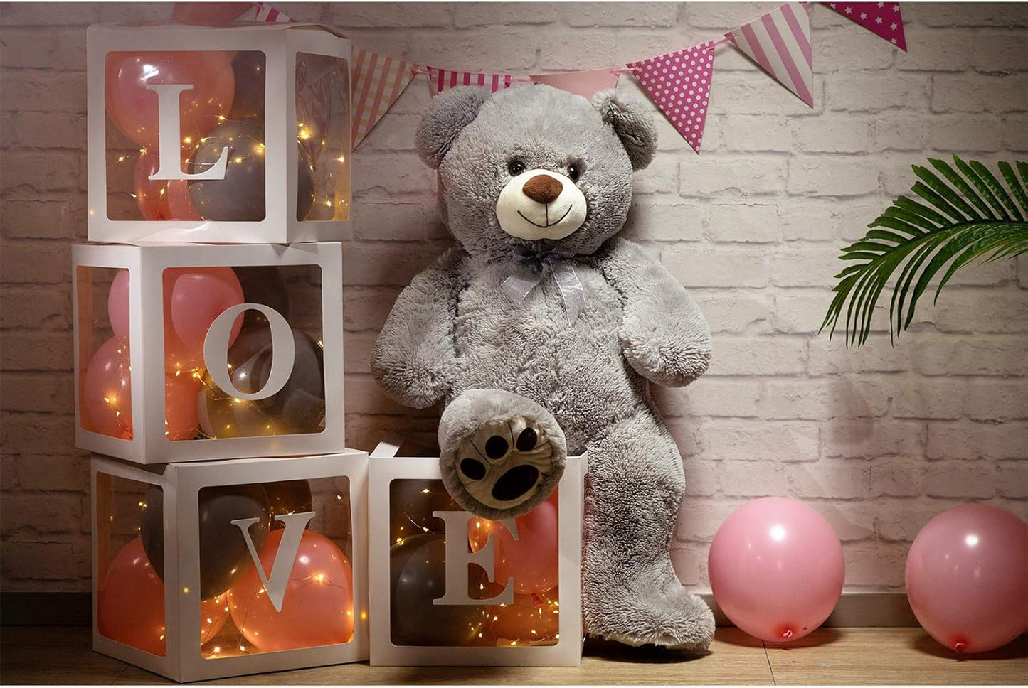 Dluxe Ave.Teddy Bear Stuffed Animal Plush Giant Teddy Bears with Footprints Big Bear 36 inch Gray