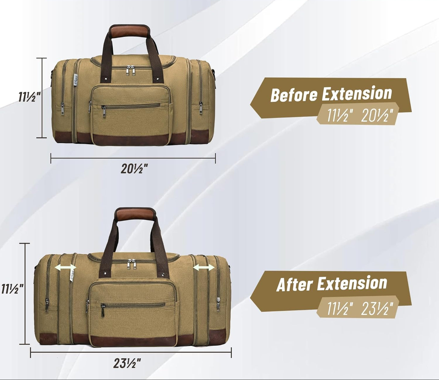 Dluxe Ave. Bag & Carry On Bag with Expandable Design and Luggage Sleeve/ Khaki