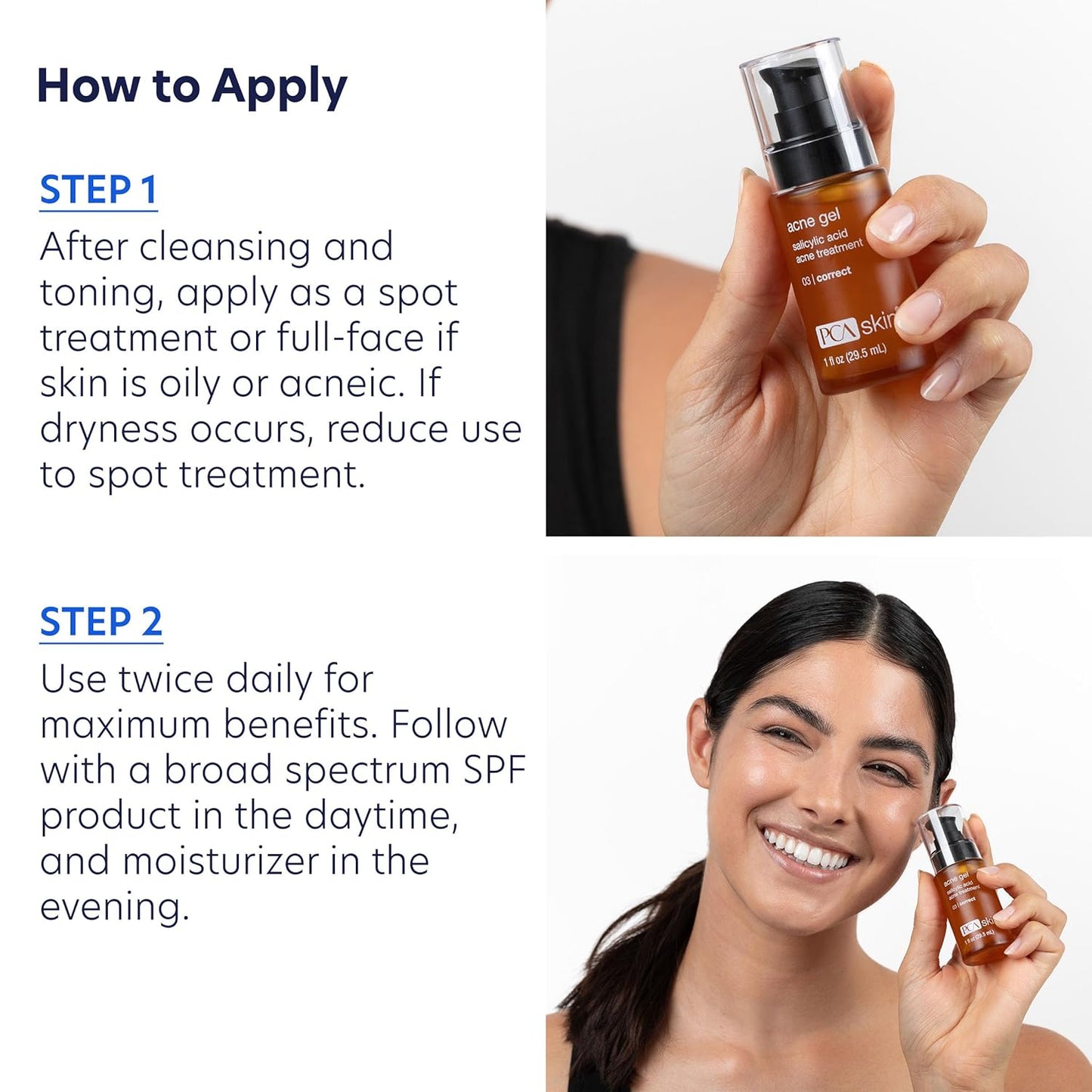 Dluxe Ave. PCA SKIN Acne Gel Acne Spot Treatment 2% Salicylic Acid Serum Anti Acne Serum Evens Skin Tone 1 fl oz Pump