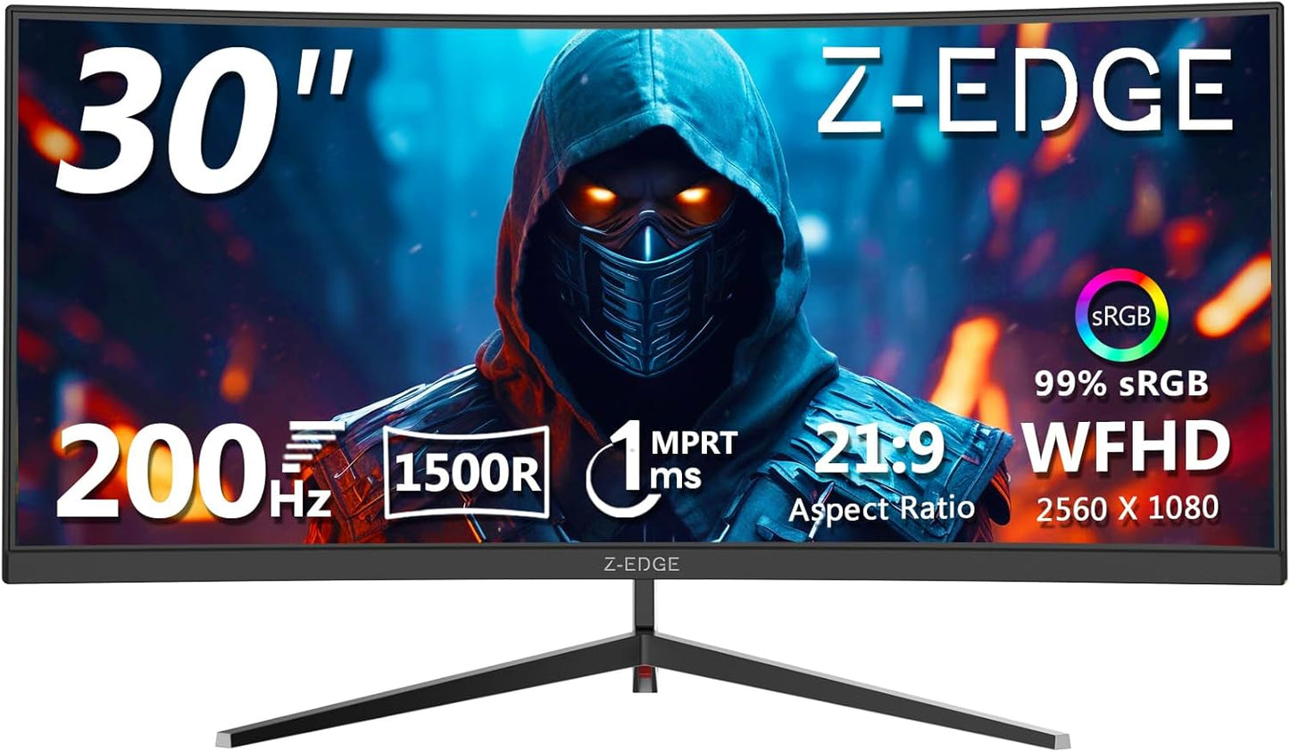 Dluxe Ave. Z-Edge 30 inch 144Hz/200Hz Curved Gaming Monitor 1080P