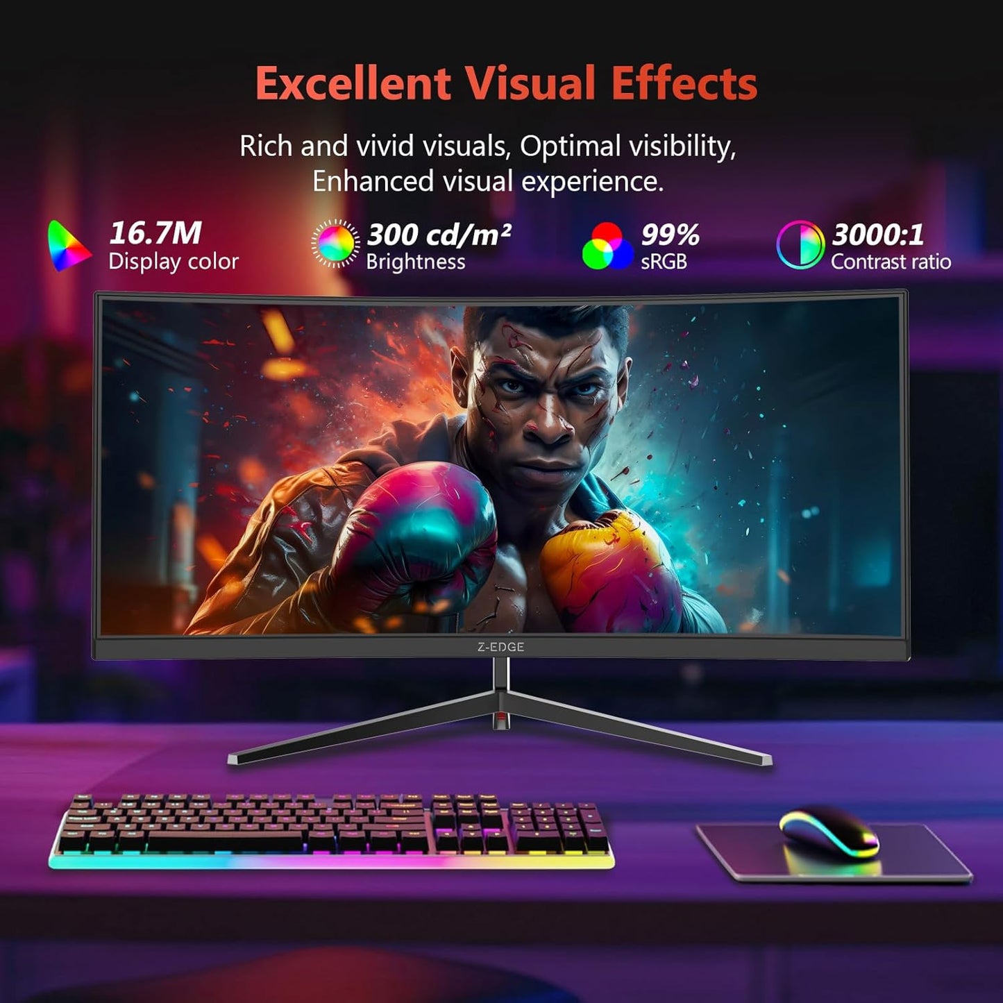 Dluxe Ave. Z-Edge 30 inch 144Hz/200Hz Curved Gaming Monitor 1080P