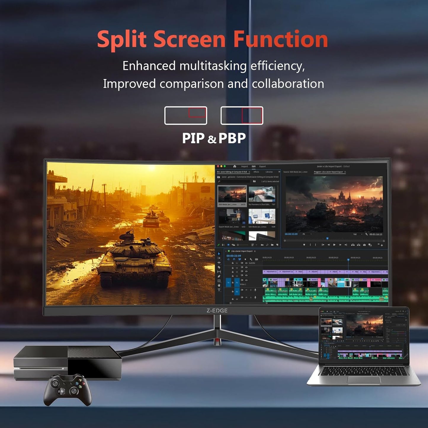 Dluxe Ave. Z-Edge 30 inch 144Hz/200Hz Curved Gaming Monitor 1080P