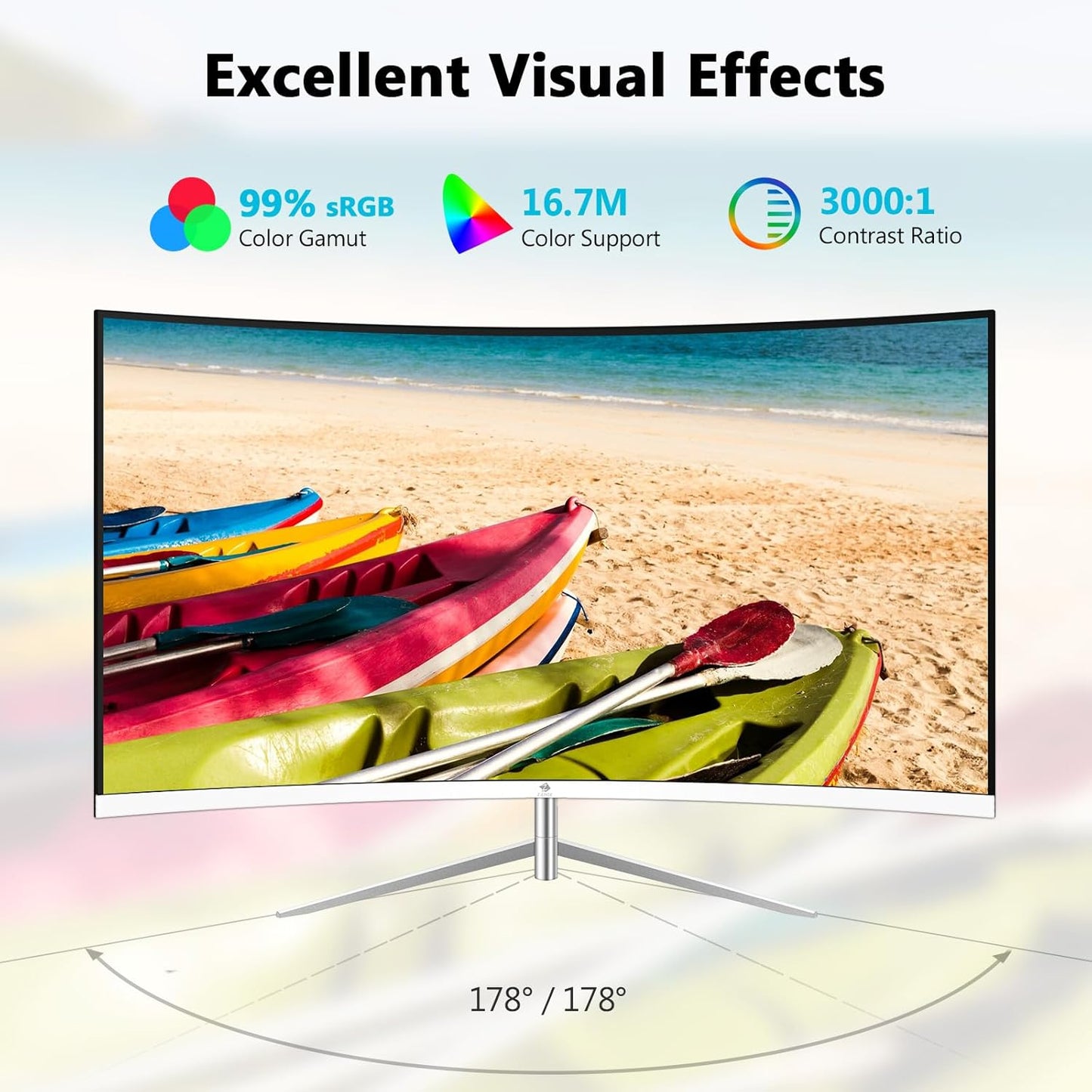 Dluxe Ave. Z-Edge 27-inch Curved Gaming Monitor Full HD 1080P 1920x1080 LED Backlight Monitor with 100Hz Refresh Rate and Eye-Care Technology 178° Wide View Angle VGA+HDMI