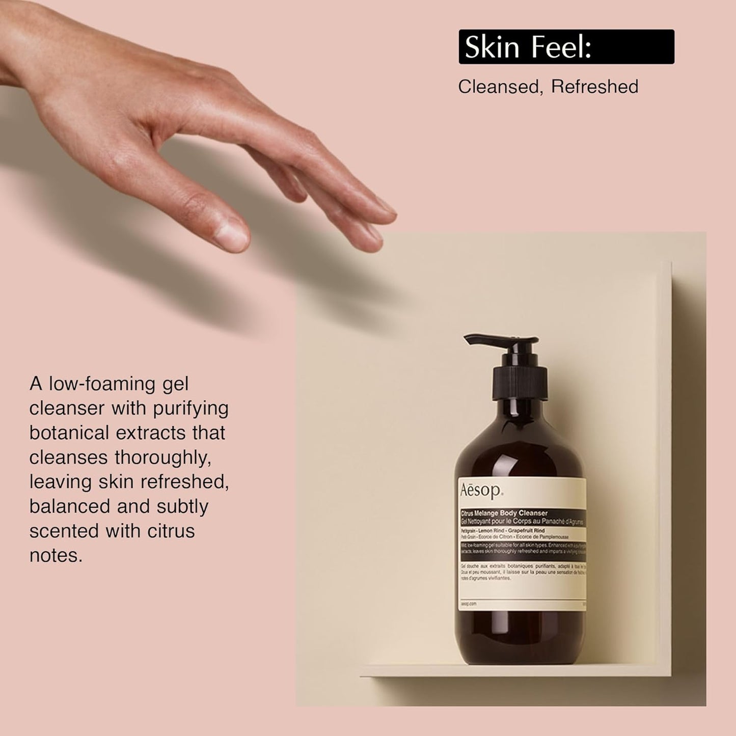 Dluxe Ave. Aesop Citrus Melange Body Cleanser | Gentle Low-Foaming Gel Cleanser For Skin | Citrus Aroma with Botanical Extracts | 16.9 oz