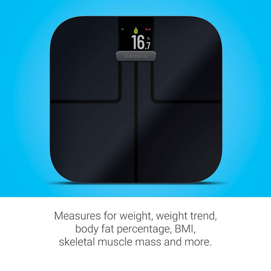 Dluxe Ave. Garmin Index S2 Smart Scale with Wireless Connectivity Measure Body Fat Muscle Bone Mass Body Water% and More Black (010-02294-02)