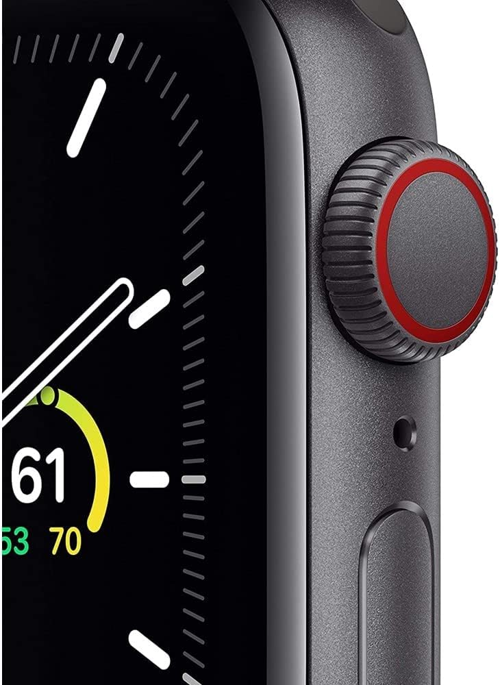 Dluxe Ave. Apple Watch SE (GPS + Cellular  .. 44mm) - Space Gray Aluminum Case with Black Sport Band (Renewed)