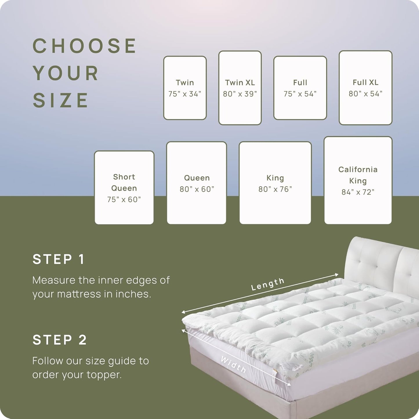 Dluxe Ave. ( CALI./ KING ) Cooling Mattress Topper  8-21" Deep Pocket