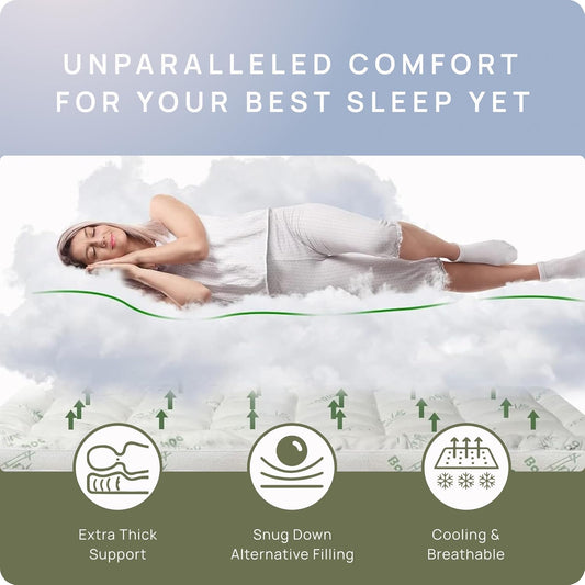 Dluxe Ave. ( CALI./ KING ) Cooling Mattress Topper  8-21" Deep Pocket