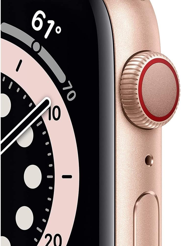 Dluxe Ave. Apple Watch Series 6 (GPS + Cellular 40mm) - Gold Aluminum Case with Pink Sand Sport Band (Renewed)