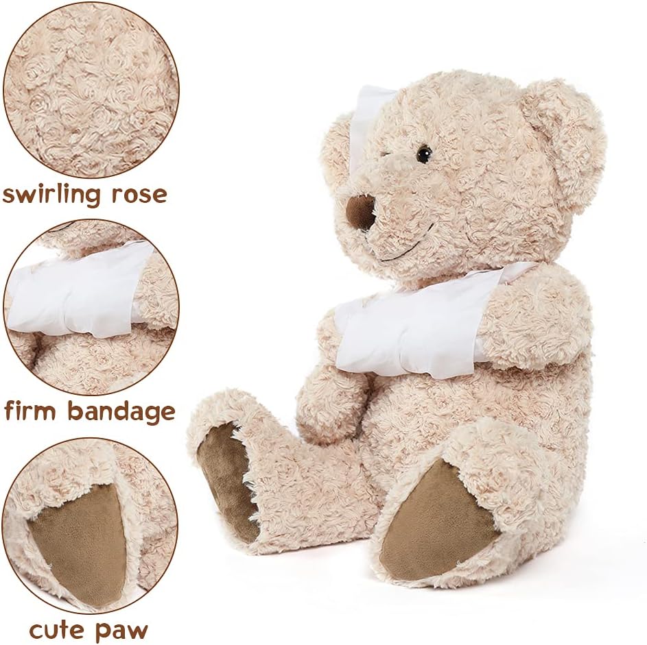 Dluxe Ave. Teddy Bear Stuffed Animal Get Well Soon Teddy Bear 25.6 Inch Big Speedy Recovery  After Surgery Soft Bandage Plush Bear