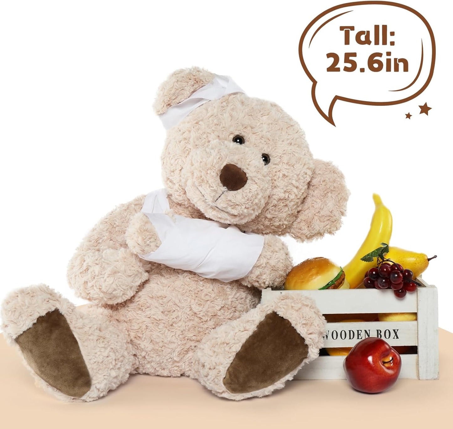 Dluxe Ave. Teddy Bear Stuffed Animal Get Well Soon Teddy Bear 25.6 Inch Big Speedy Recovery  After Surgery Soft Bandage Plush Bear