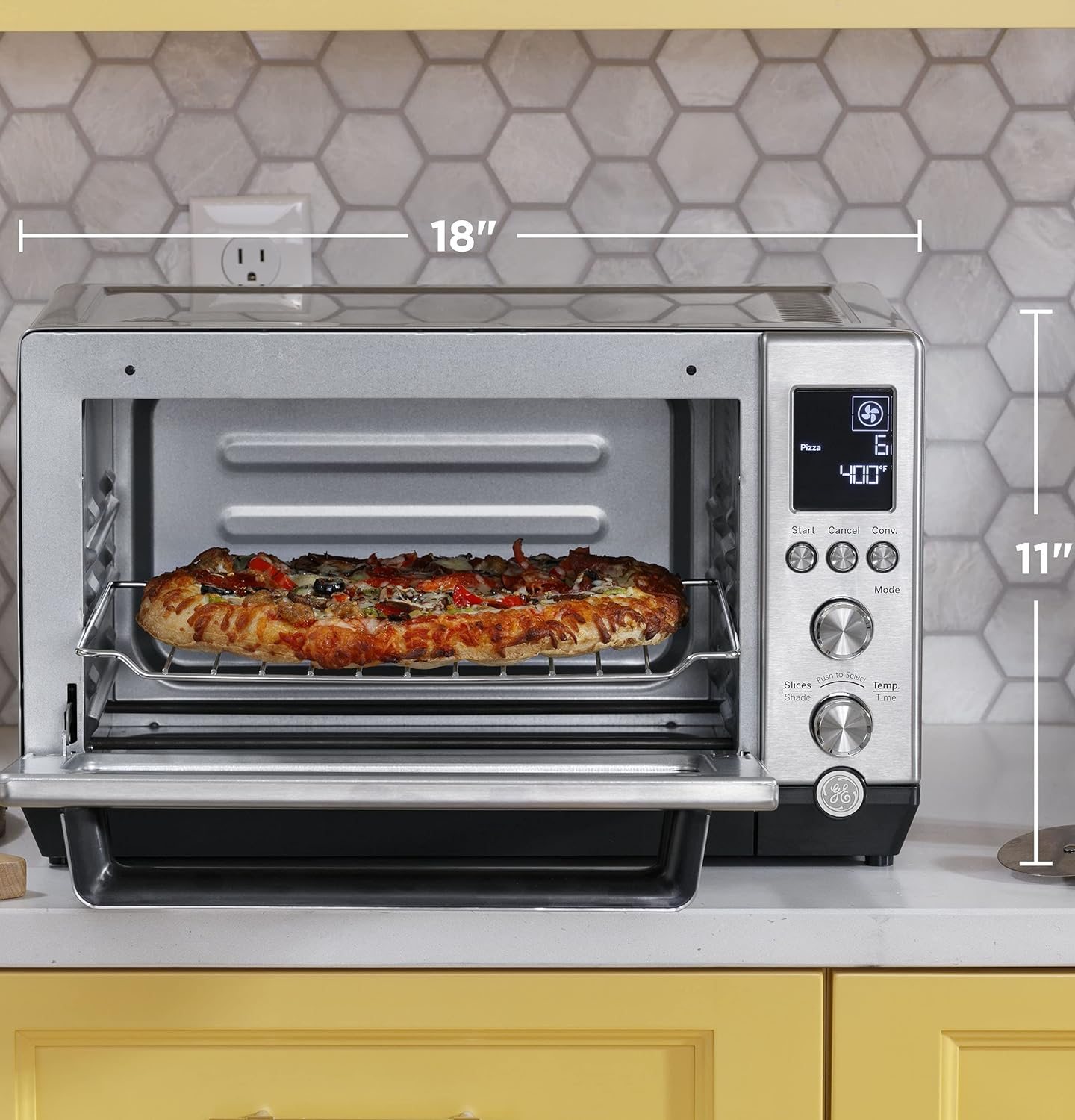 Dluxe Ave. Toaster Oven | Calrod Heating Technology | Large Capacity Toaster Oven Complete With 7 Cook Modes & Oven 1500 Watts | Stainless Steel