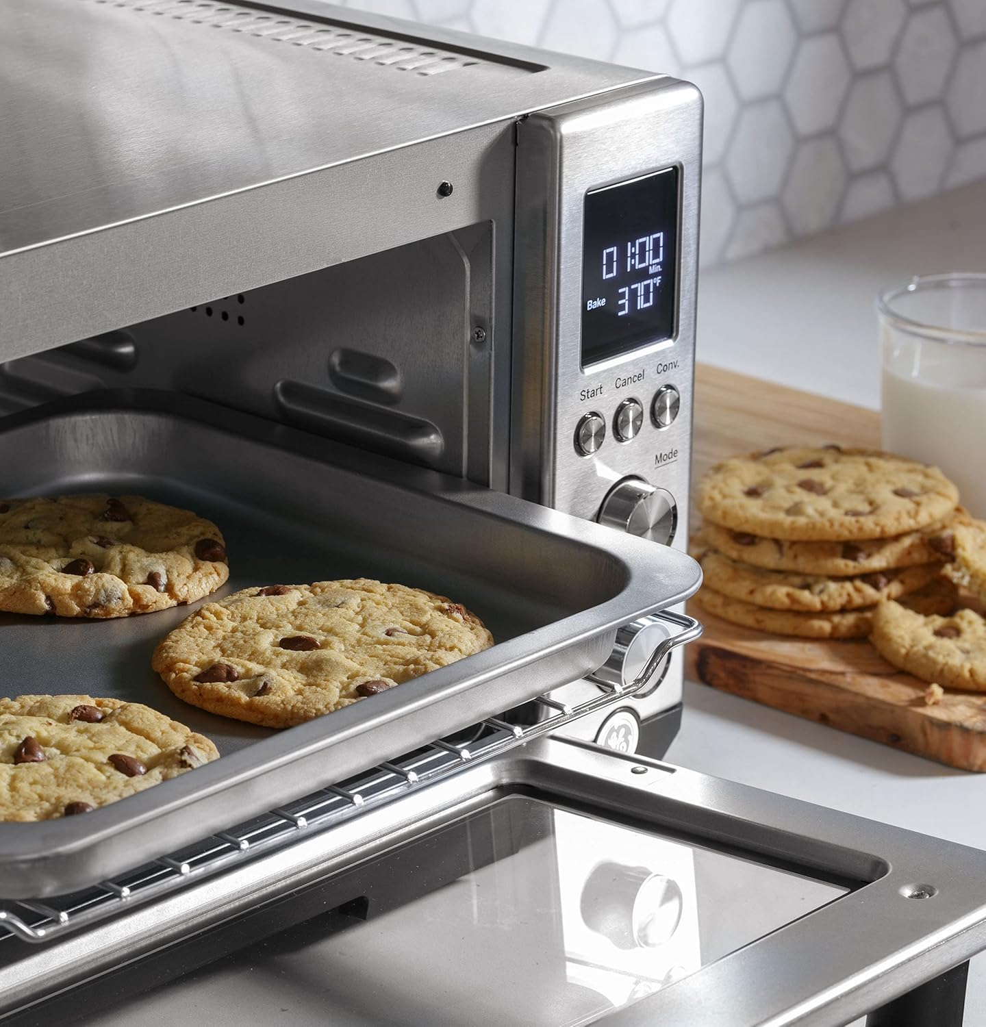 Dluxe Ave. Toaster Oven | Calrod Heating Technology | Large Capacity Toaster Oven Complete With 7 Cook Modes & Oven 1500 Watts | Stainless Steel