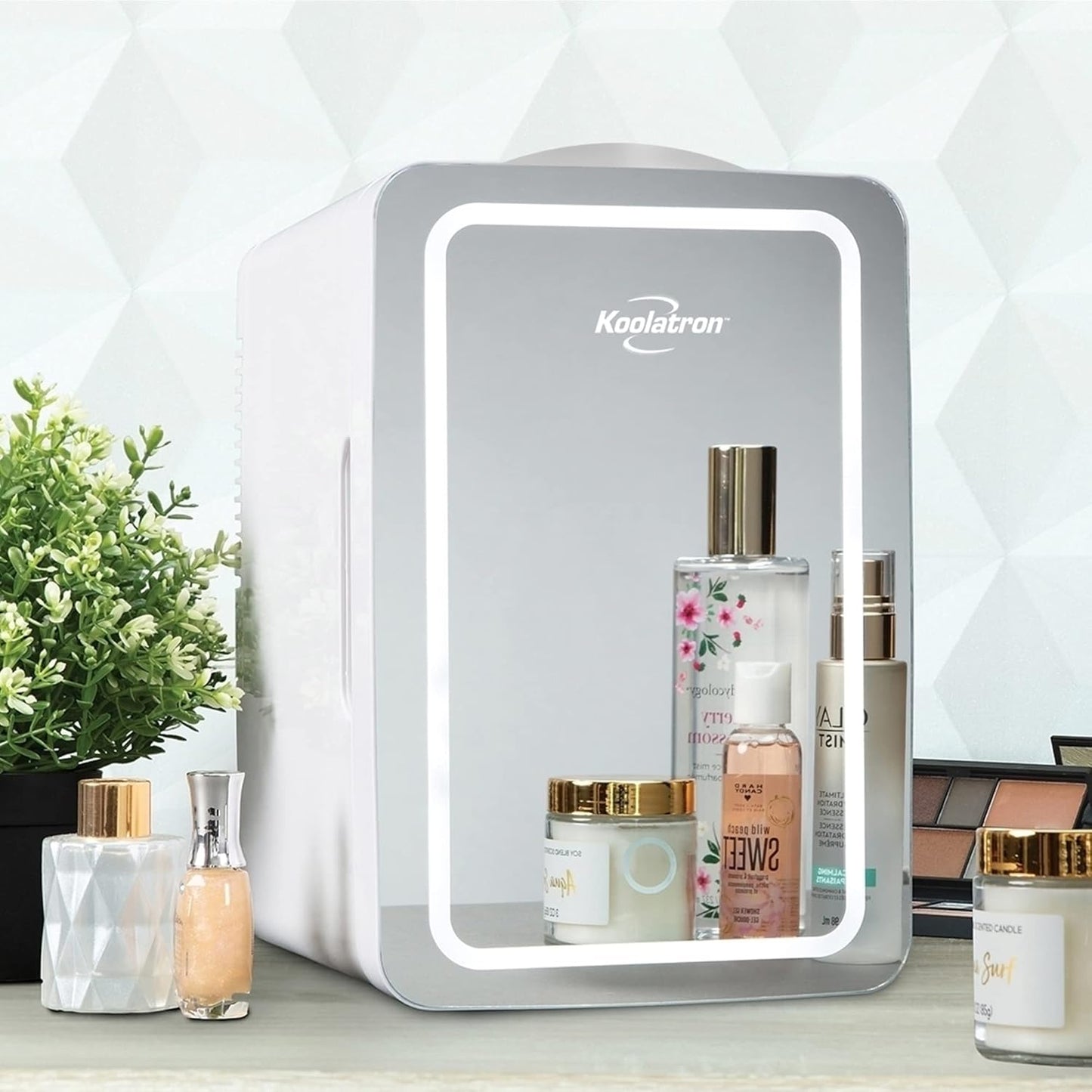 Dluxe Ave.  Cosmetics Fridge w/Lighted Makeup Mirror