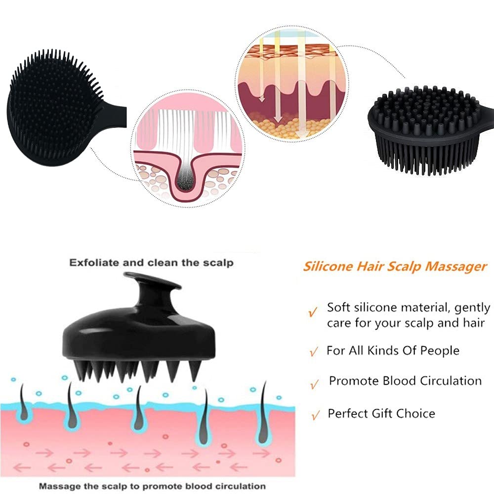 Dluxe Ave. Cinlitek Silicone Body Scrubber & Scalp Massager Long Handle Back Scrubber for Shower BrushExfoliating Body Scrubber Shower Scrubber for Body Brush Hair Dandruff Shampoo Brush for MenWomen&Kids