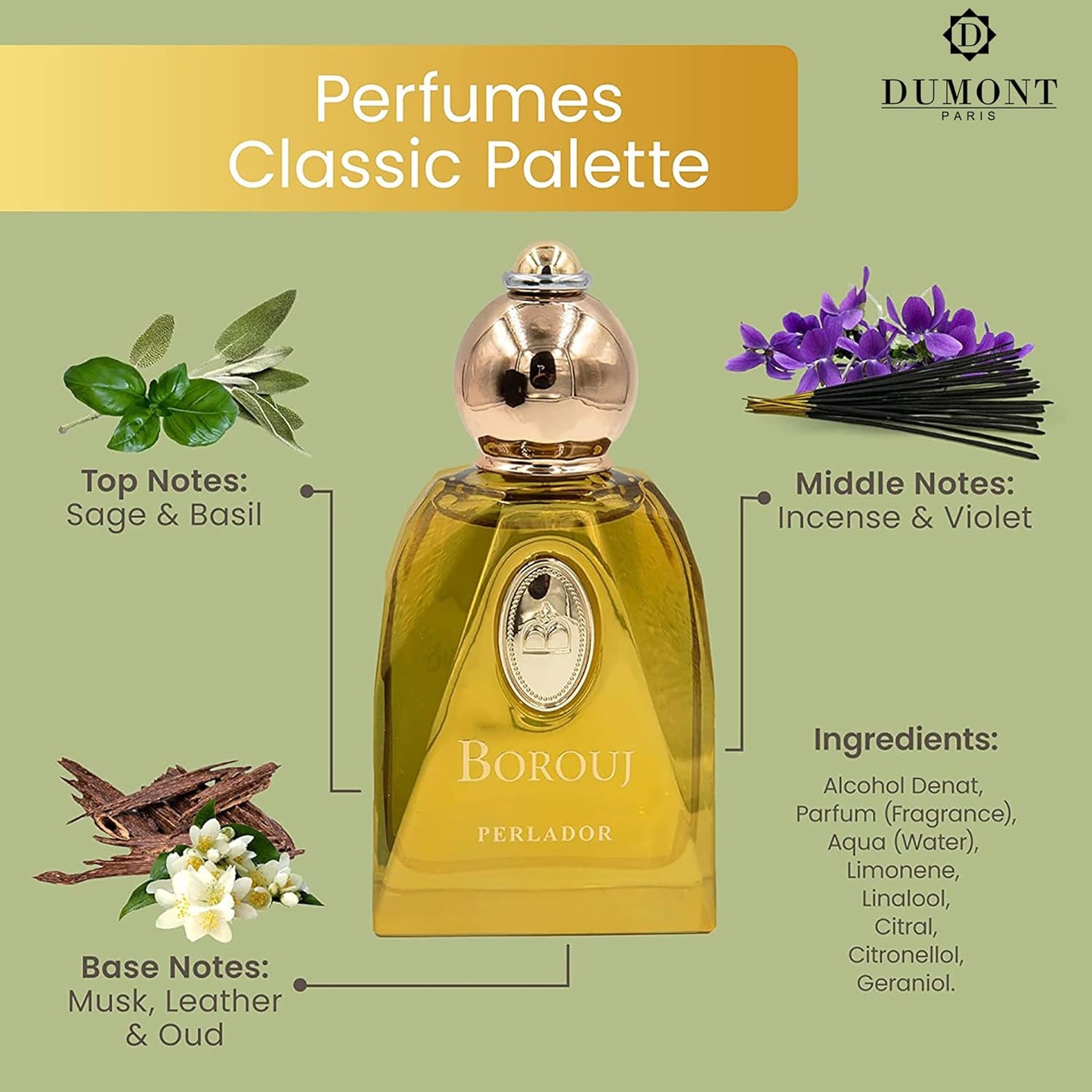 Dluxe Ave. Dumont BOROUJ PERLADOR - 85ml - Unisex Perfume for Men & Women - Arab Inspired Fragrance with Musky Notes - Long Lasting Cologne Mist & Body Spray - for Him & Her