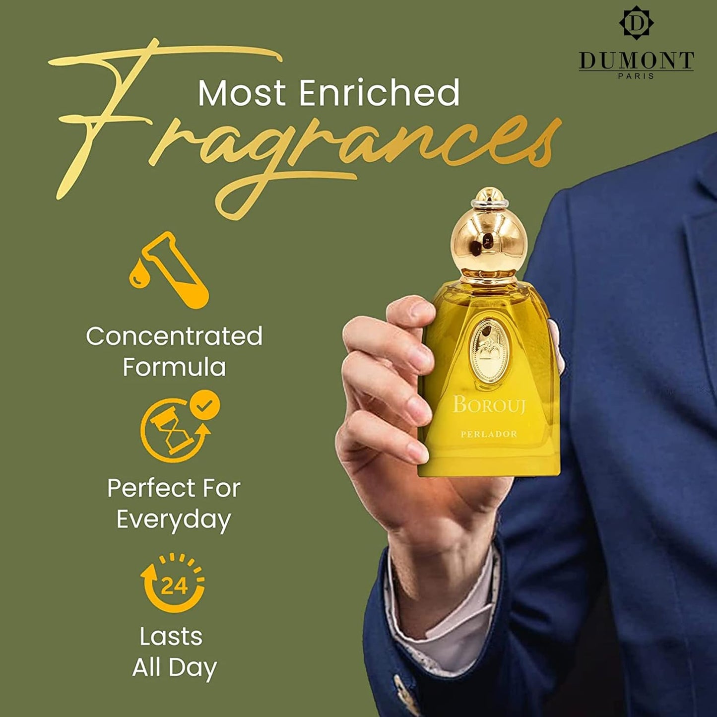 Dluxe Ave. Dumont BOROUJ PERLADOR - 85ml - Unisex Perfume for Men & Women - Arab Inspired Fragrance with Musky Notes - Long Lasting Cologne Mist & Body Spray - for Him & Her