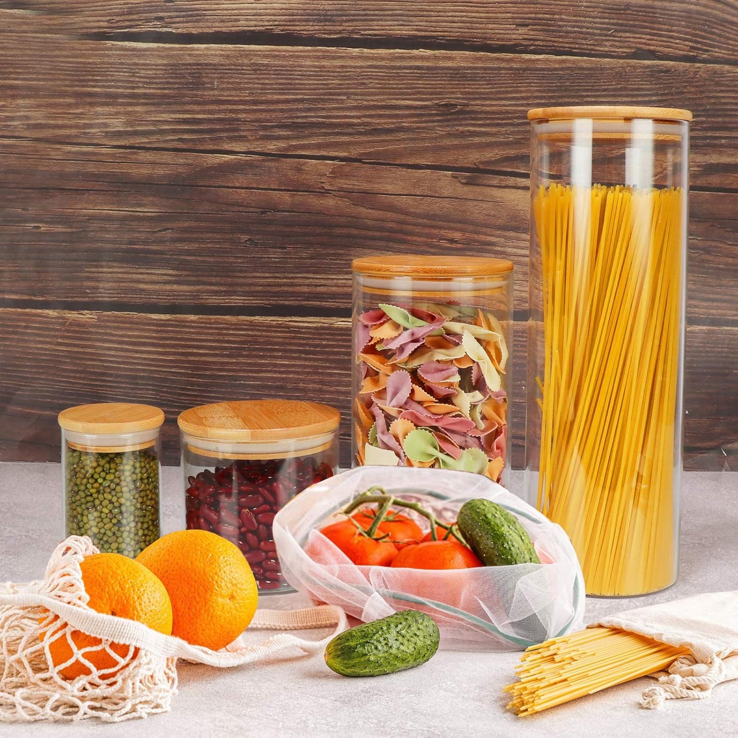 Dluxe Ave. 8 oz  Airtight Canisters sets with Bamboo Lids/ 15 Glass Jars