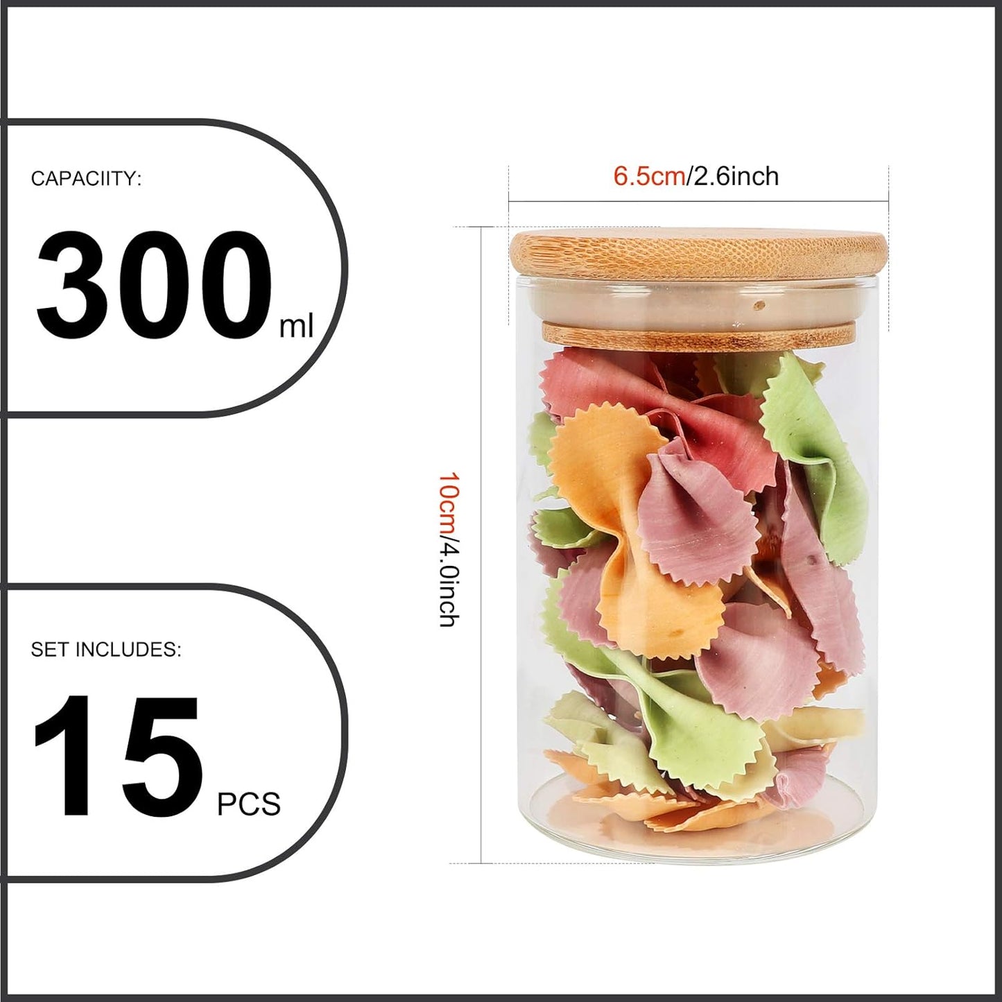 Dluxe Ave. 8 oz  Airtight Canisters sets with Bamboo Lids/ 15 Glass Jars