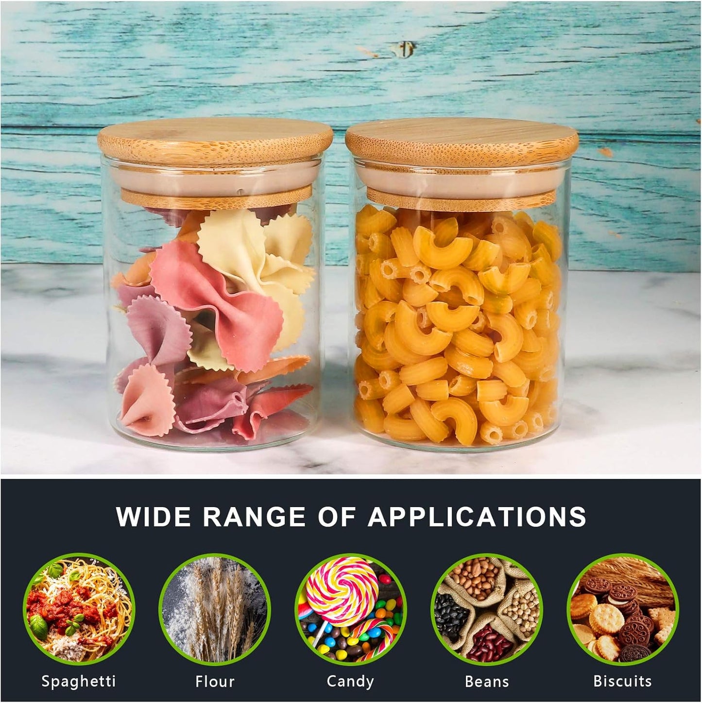 Dluxe Ave. 8 oz  Airtight Canisters sets with Bamboo Lids/ 15 Glass Jars