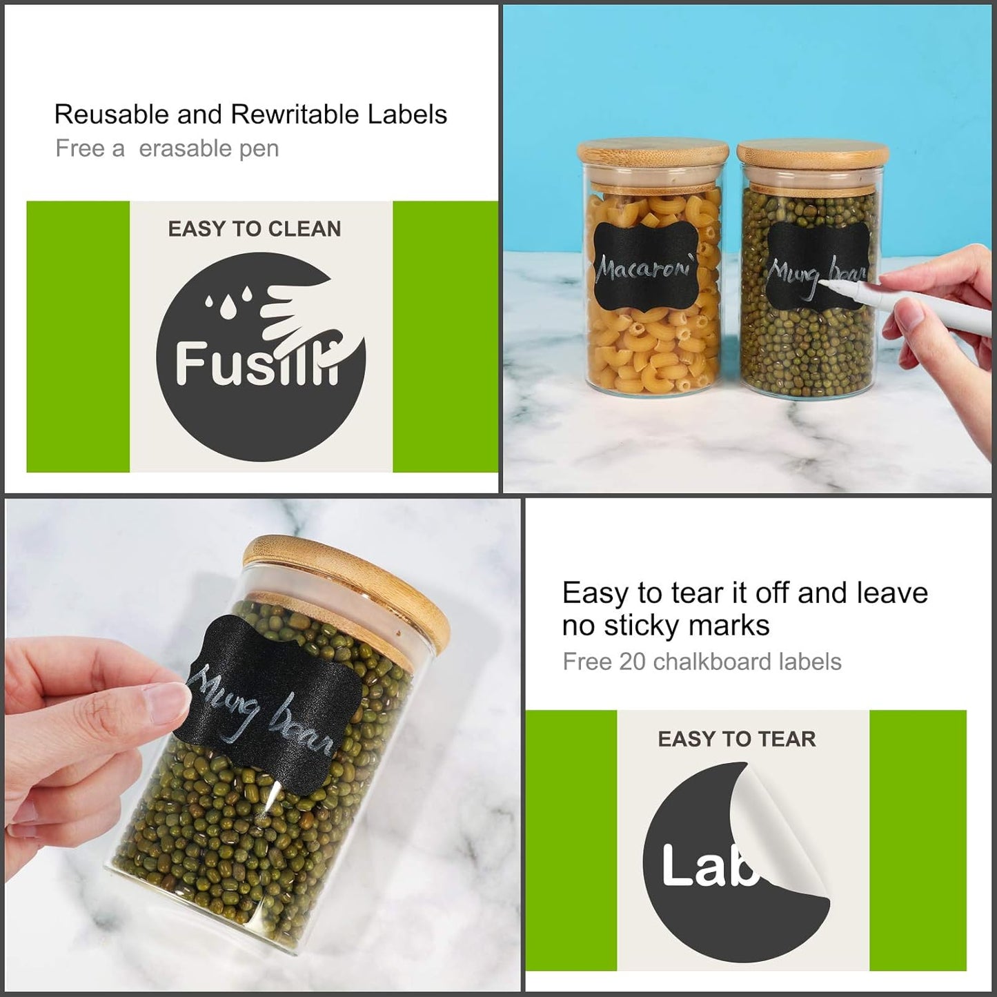 Dluxe Ave. 8 oz  Airtight Canisters sets with Bamboo Lids/ 15 Glass Jars