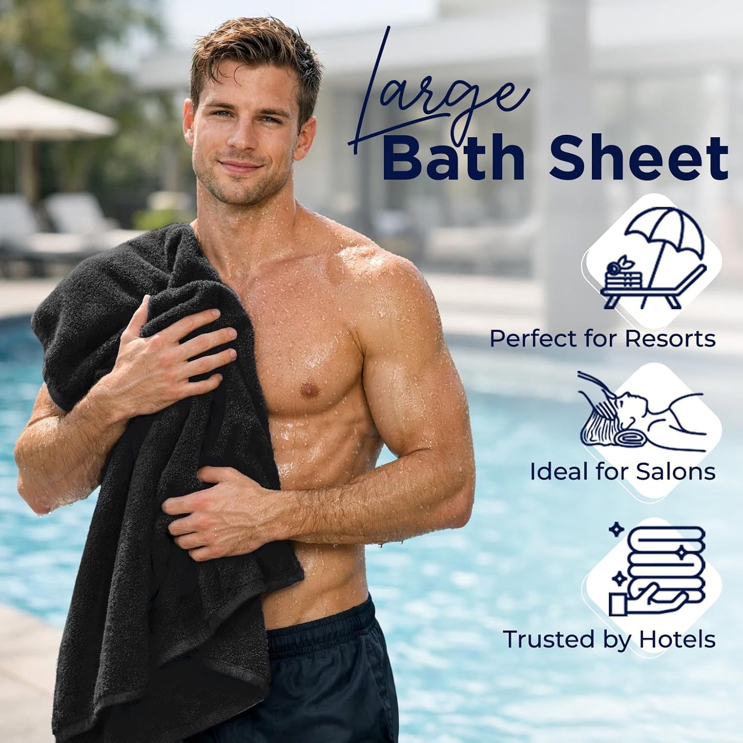 Dluxe Ave. DAN RIVER Pack of 2 Bath Sheet 35x70 Inches Premium Oversized Towels