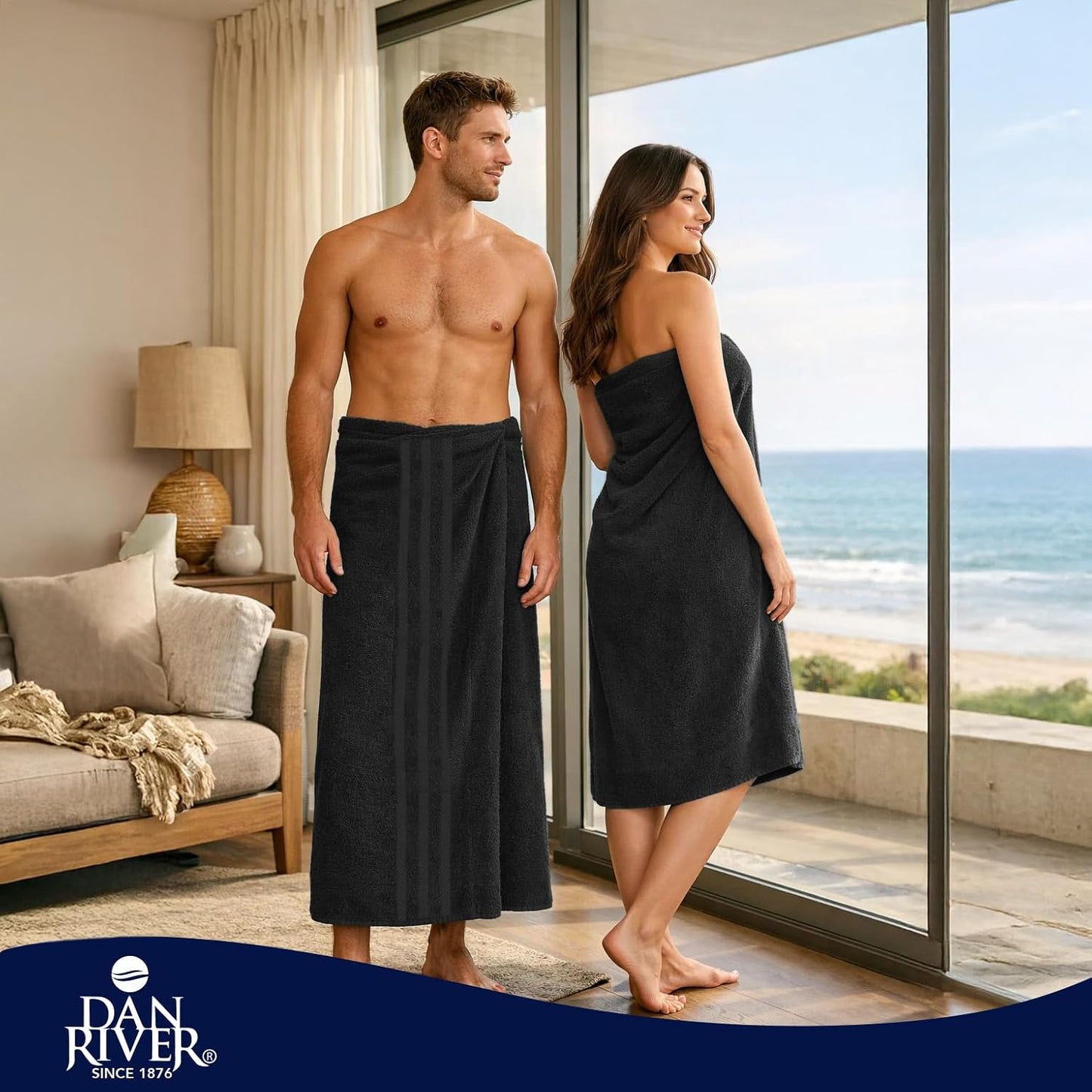 Dluxe Ave. DAN RIVER Pack of 2 Bath Sheet 35x70 Inches Premium Oversized Towels
